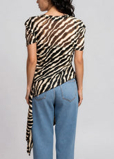 Zebra Side Tie Asymmetrical Blouse Blouses Kate Hewko 