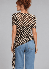 Zebra Side Tie Asymmetrical Blouse Blouses Kate Hewko 