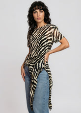 Zebra Side Tie Asymmetrical Blouse Blouses Kate Hewko 