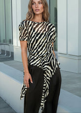 Zebra Side Tie Asymmetrical Blouse Blouses Kate Hewko Zebra S 