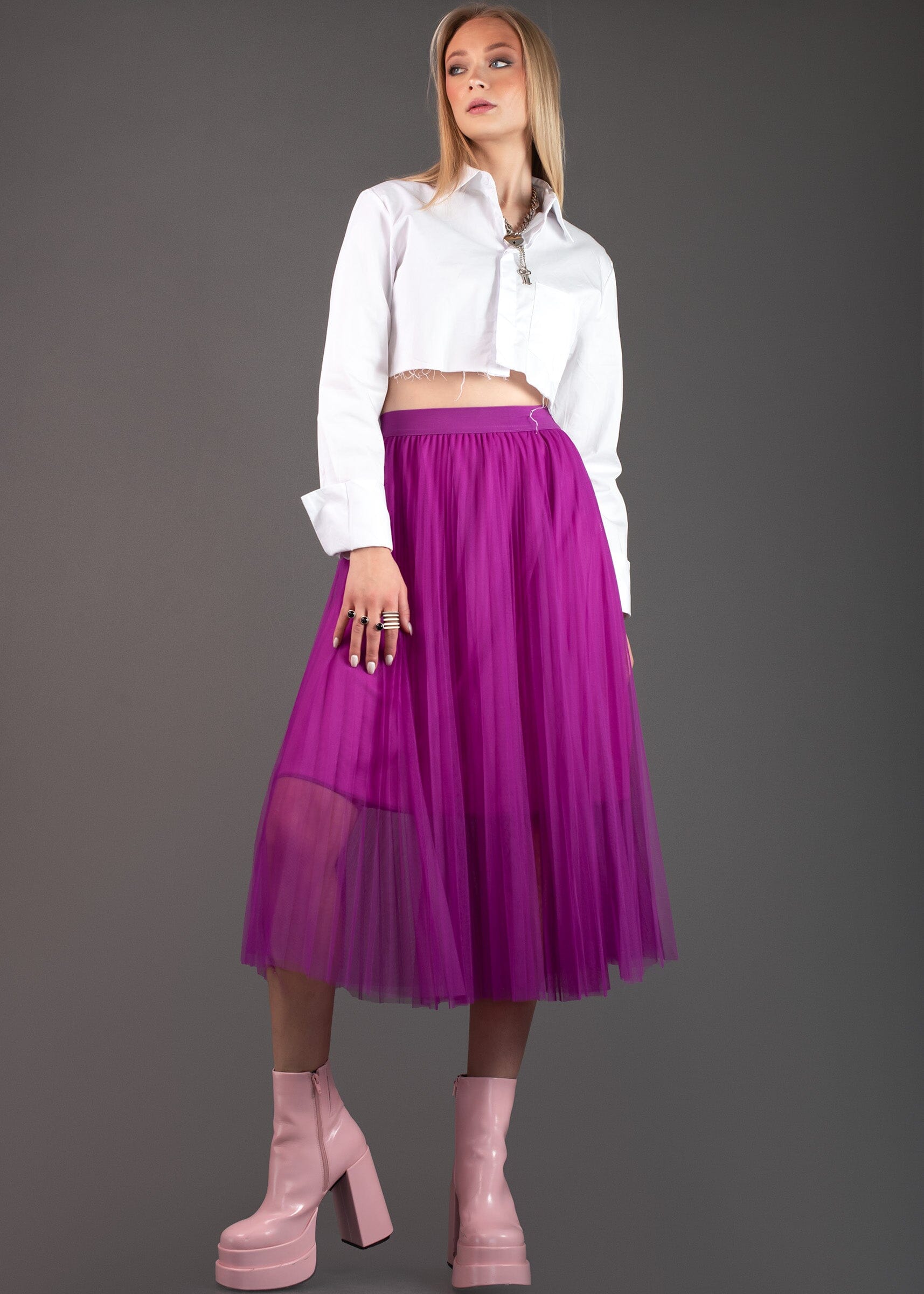 A-line Pleated Tulle Skirt Skirts Kate Hewko 