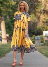 Abstract Animal Print Dress Dresses Kate Hewko Yellow One Size 