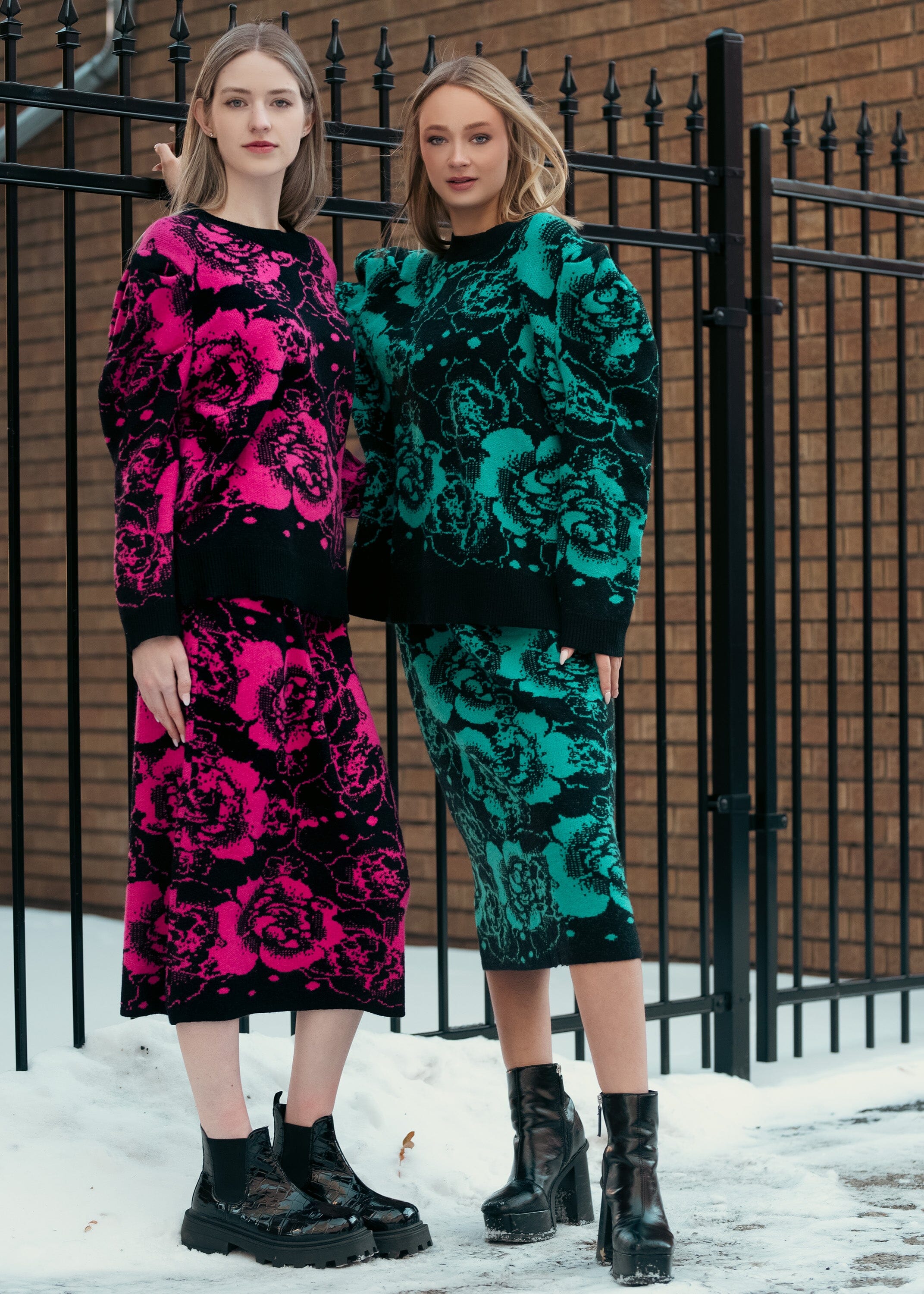 Abstract Floral Two Piece Knit Set Two Piece Sets Kate Hewko 