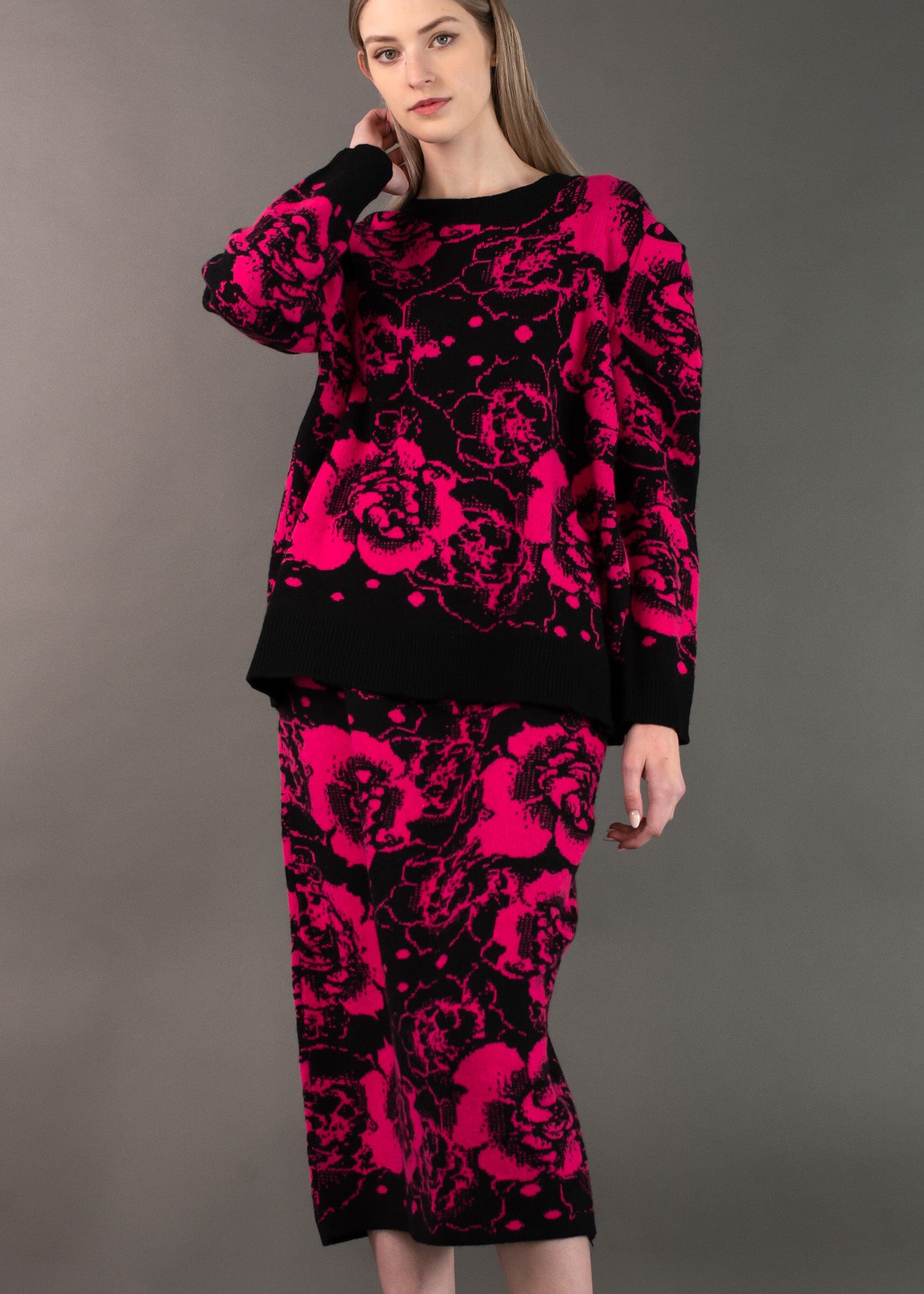 Abstract Floral Two Piece Knit Set Two Piece Sets Kate Hewko 