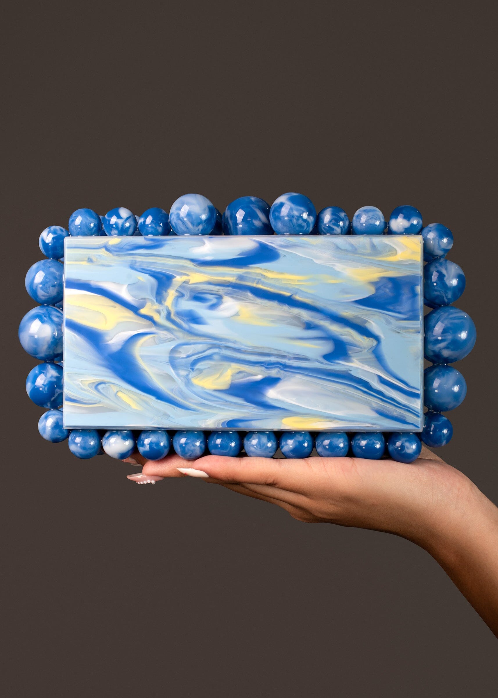Acrylic Beaded Clutch Accessories Kate Hewko Blue 