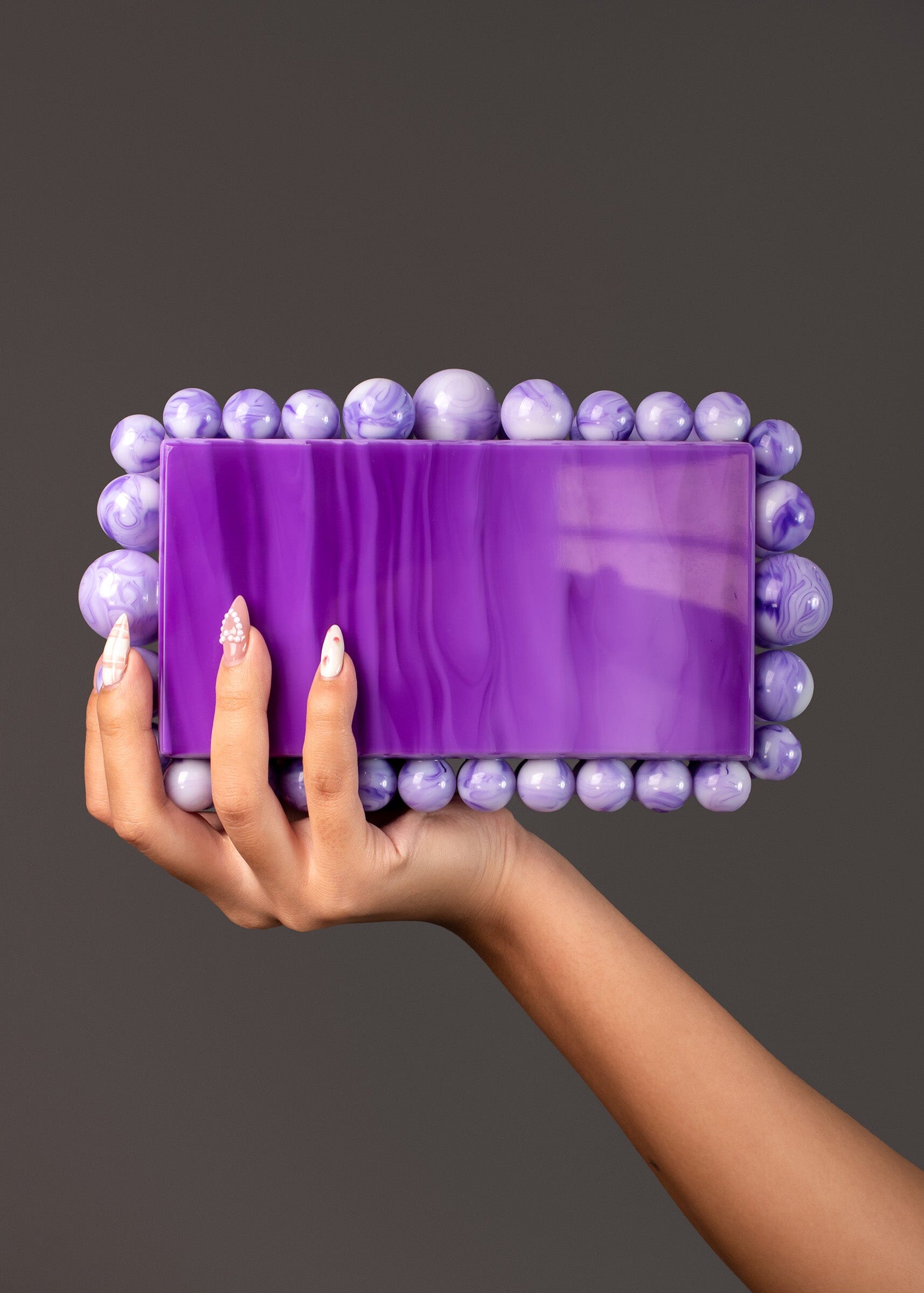 Acrylic Beaded Clutch Accessories Kate Hewko Purple 