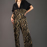 Animal Print Cinched Jumpsuit Rompers Kate Hewko Brown One Size 