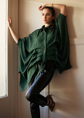 Asymmetrical Draped Blouse Blouses Kate Hewko Green One Size 