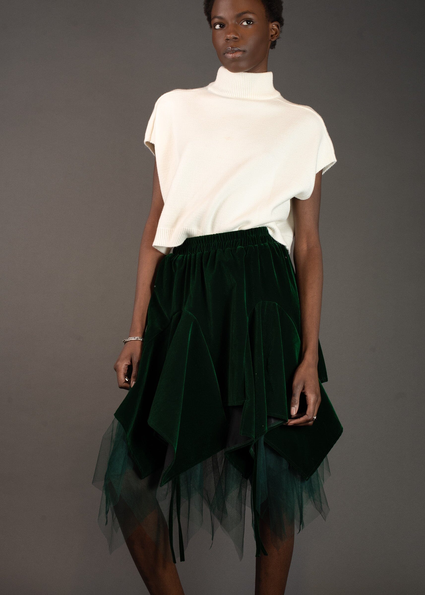 Asymmetrical Velvet Tulle Skirt Skirts Kate Hewko 