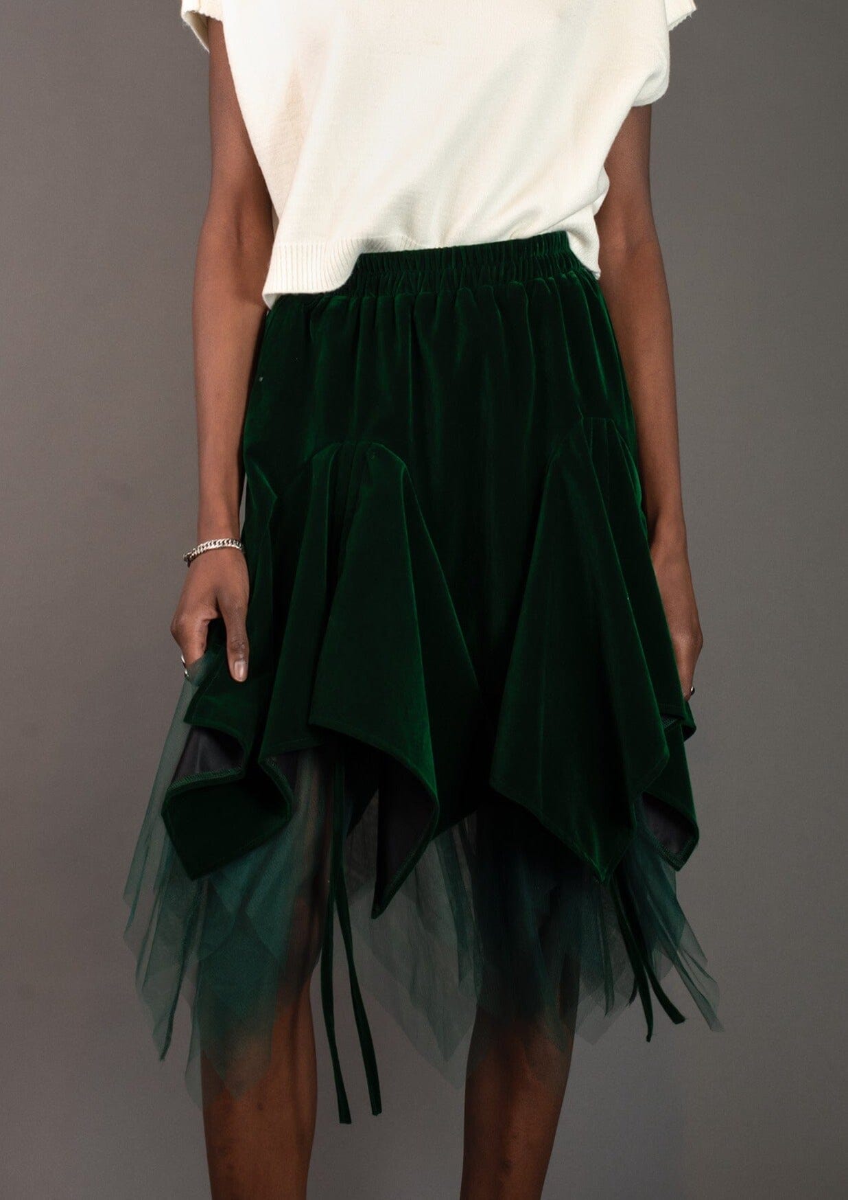 Asymmetrical Velvet Tulle Skirt Skirts Kate Hewko 