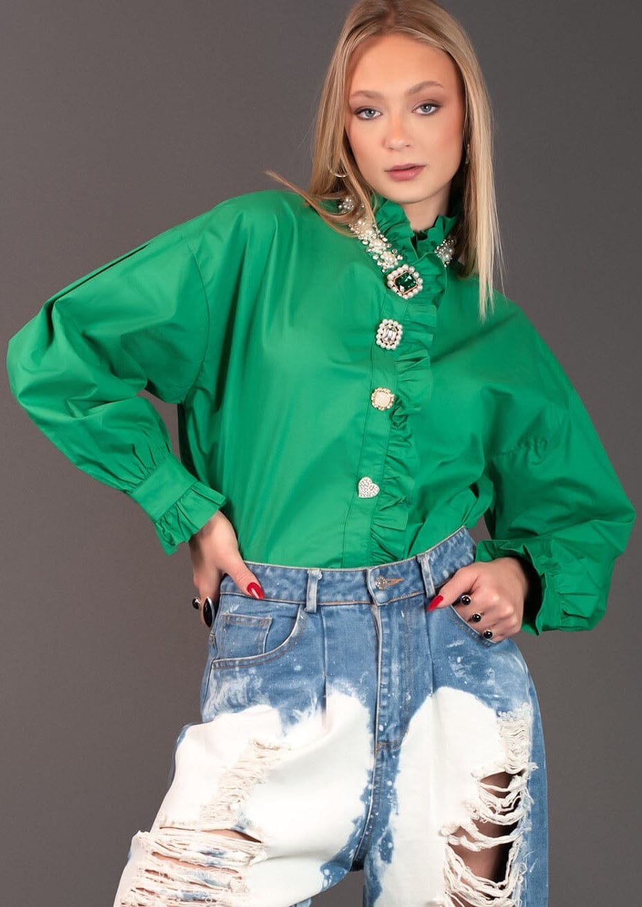 Avant Garde Embellished Dress Shirt Blouses Kate Hewko 
