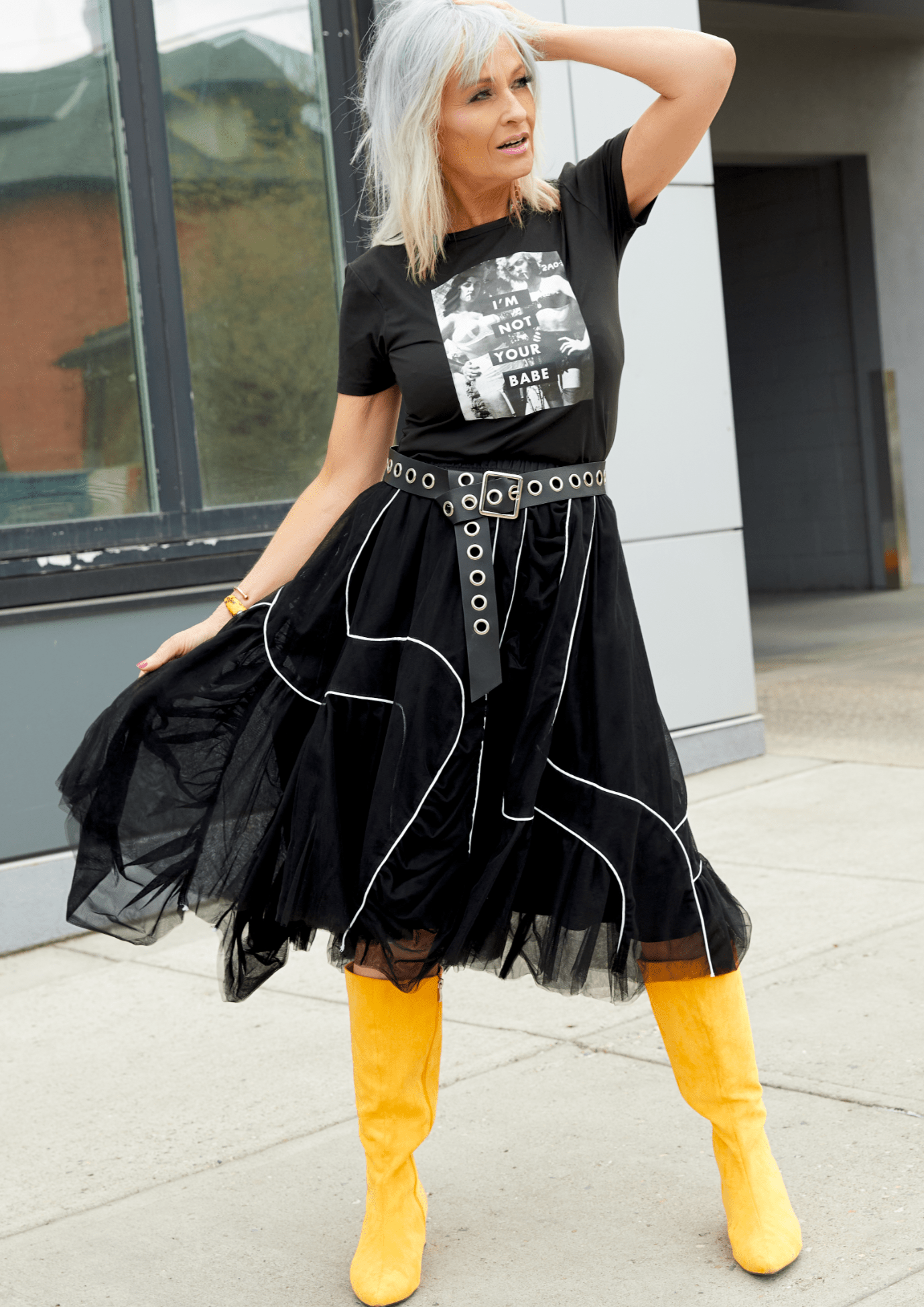Contrast Trim Tulle Skirt Skirts Kate Hewko Black L 