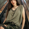 Cowl Neck Tank Top Tank Tops Kate Hewko Olive One Size 