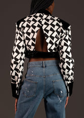 Cropped Geometric Denim Jacket Outerwear Kate Hewko 