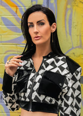 Cropped Geometric Denim Jacket Outerwear Kate Hewko 