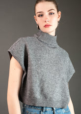 Cropped Mock Neck Sweater Sweaters Kate Hewko Grey 