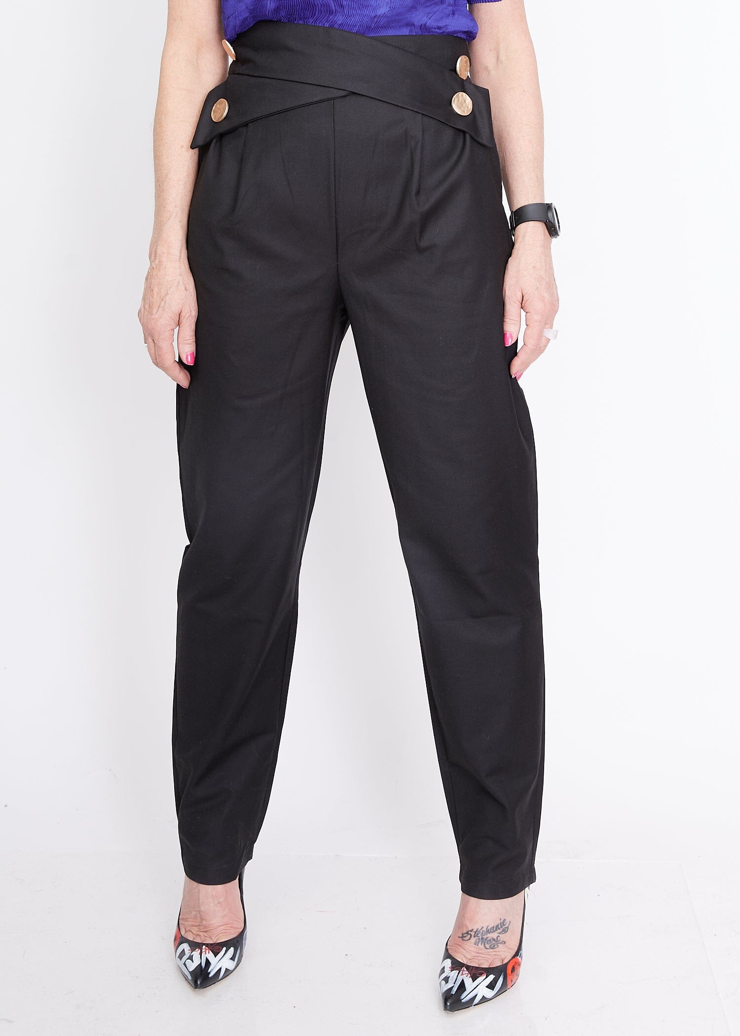 Cross Front Trousers Pants Kate Hewko Black S 