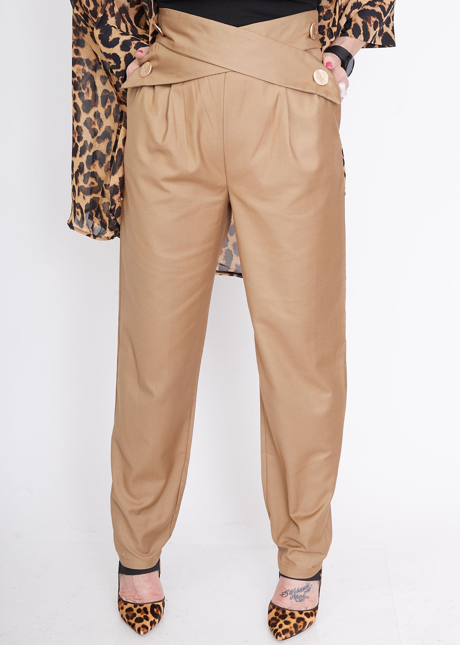 Cross Front Trousers Pants Kate Hewko Khaki S 