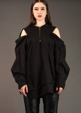 Cut Out Zip Tunic Long Sleeve Tees Kate Hewko 