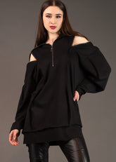 Cut Out Zip Tunic Long Sleeve Tees Kate Hewko 