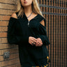 Cut Out Zip Tunic Long Sleeve Tees Kate Hewko Black One Size 