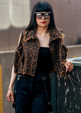 Distressed Denim Leopard Vest Vests Kate Hewko 