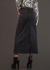 Distressed Denim Maxi Skirt Skirts Kate Hewko 