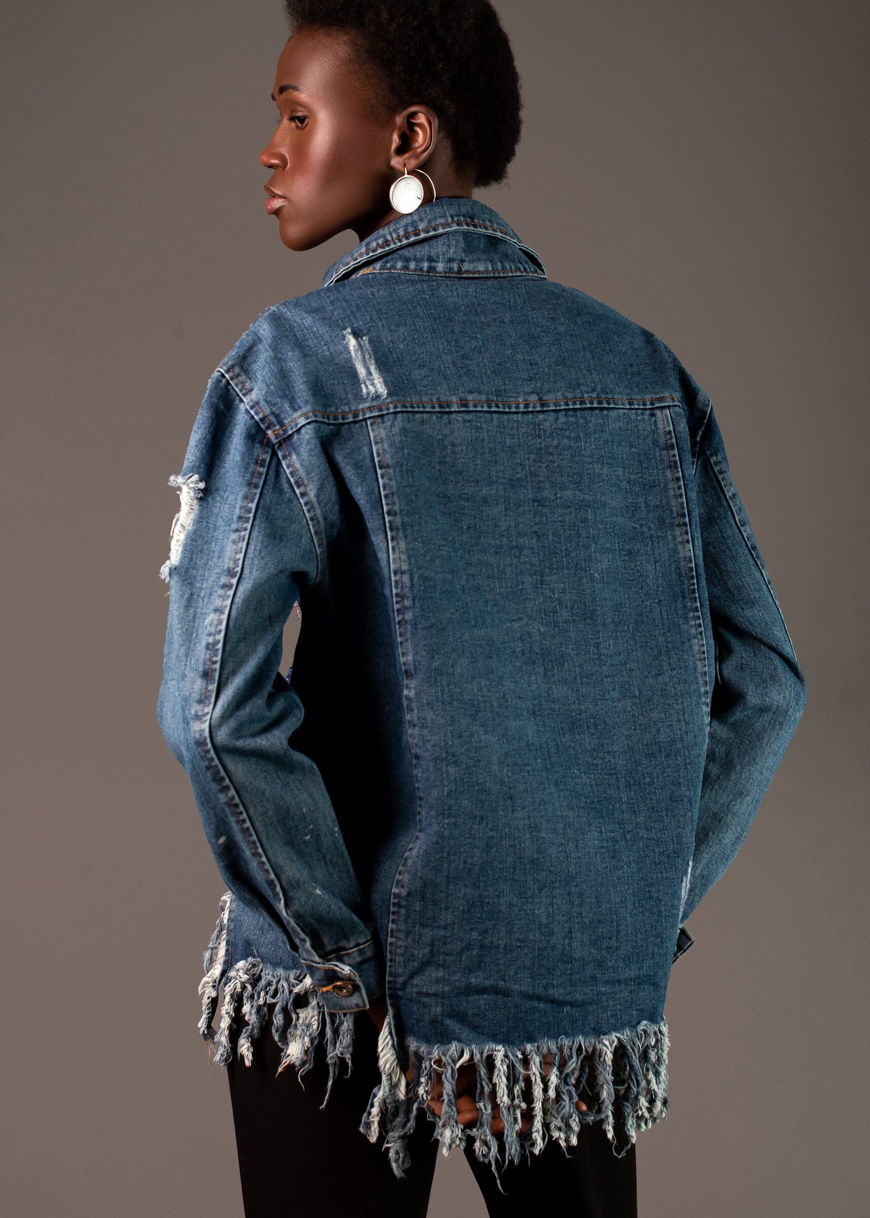 Embellished Denim Fringe Jacket Outerwear Kate Hewko 