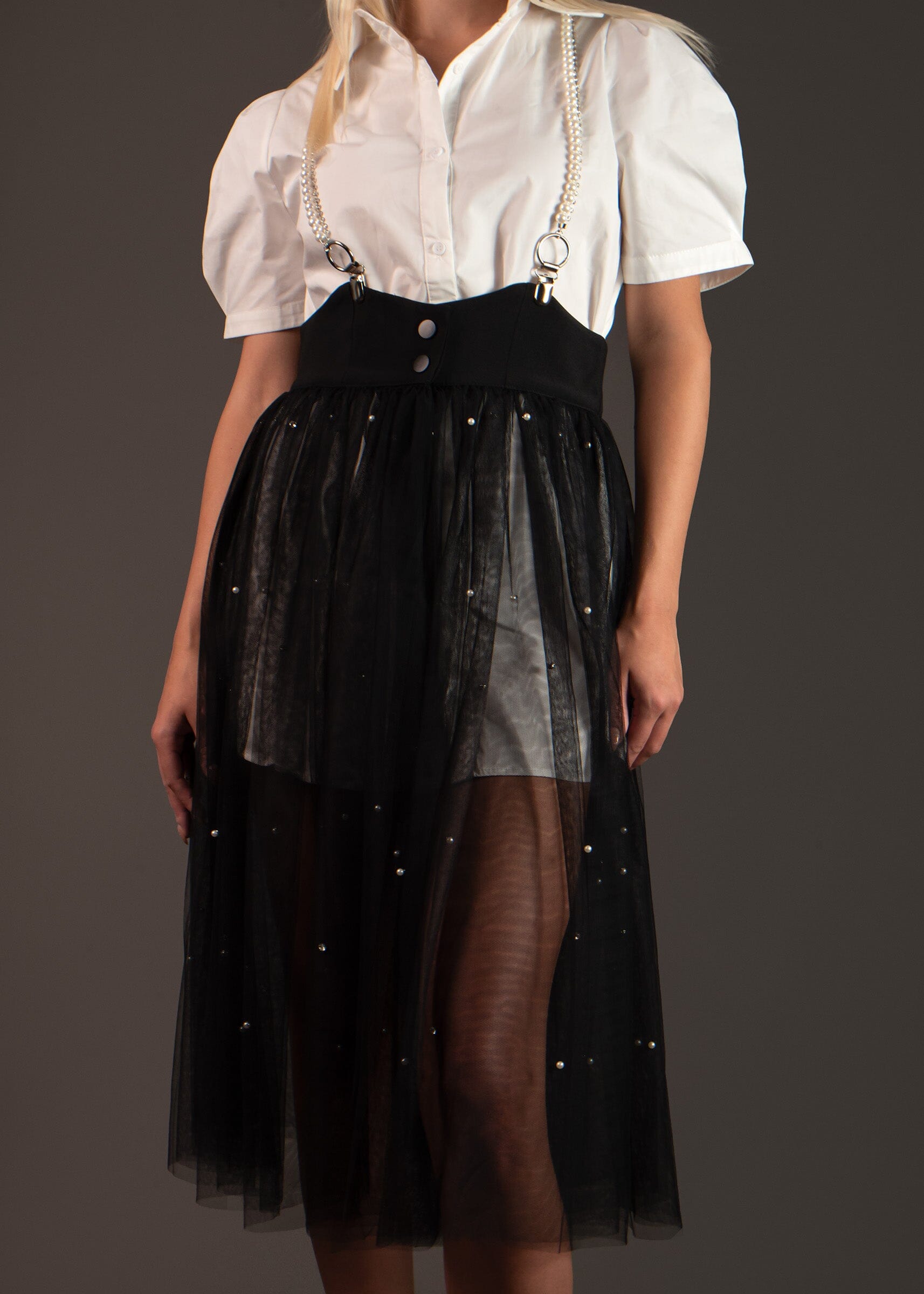 Embellished Tulle Midi Skirt Skirts Kate Hewko 