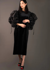 Exaggerated Puff Sleeve Velvet Dress Dresses Kate Hewko 