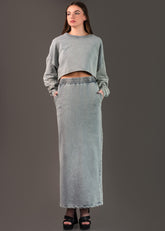 Faux Denim Sweatshirt Set Two Piece Sets Kate Hewko 