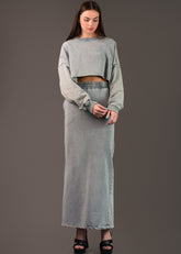 Faux Denim Sweatshirt Set Two Piece Sets Kate Hewko 