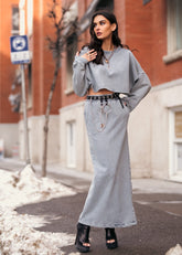 Faux Denim Sweatshirt Set Two Piece Sets Kate Hewko 