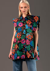 Floral Cap Sleeve Tunic Blouses Kate Hewko 