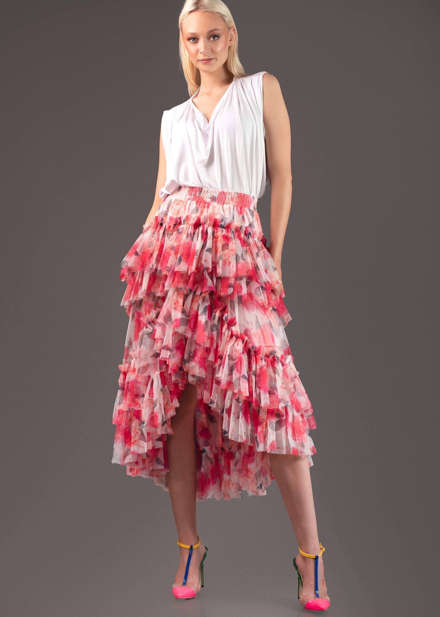 Floral Tiered Tulle Skirt Skirts Kate Hewko 