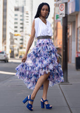 Floral Tiered Tulle Skirt Skirts Kate Hewko Purple 