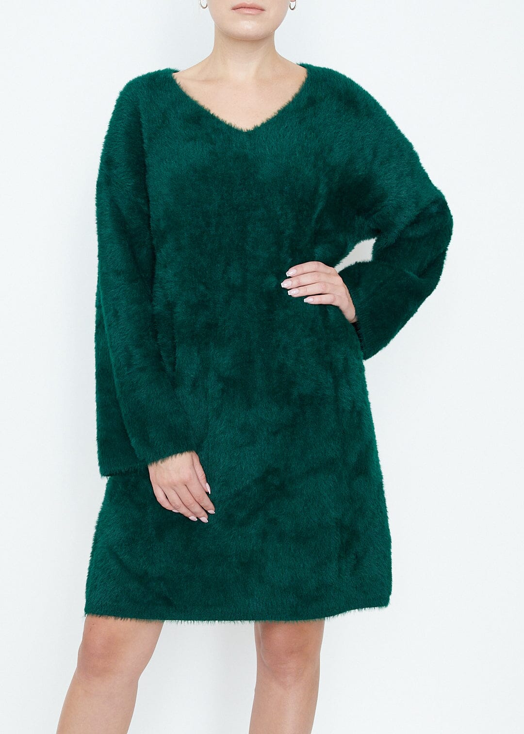 Fuzzy Sweater Dress Dresses Kate Hewko Evergreen 