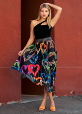 Graffiti Heart Pleated Skirt Skirts Kate Hewko Multi One Size 