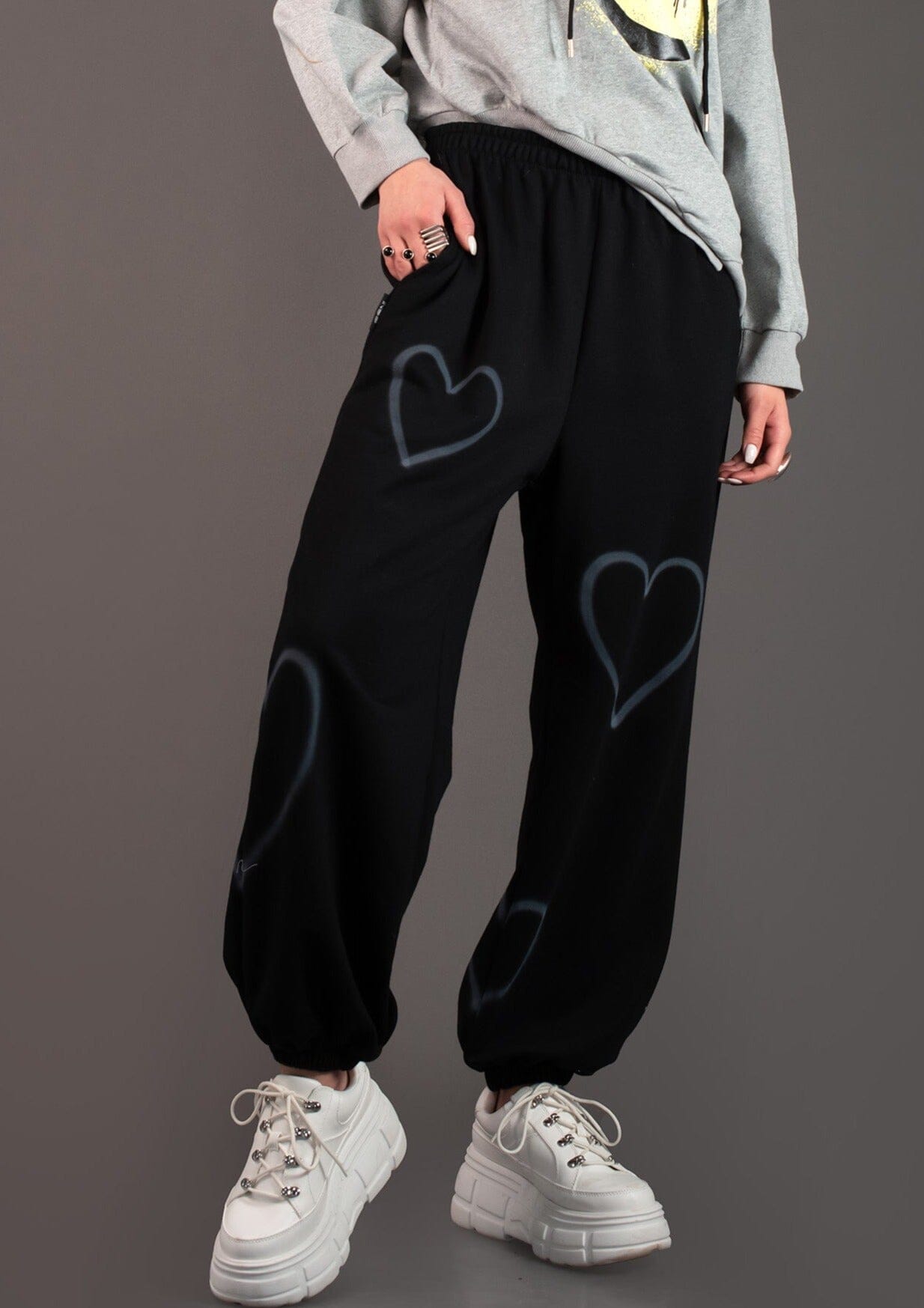 Graffiti Heart Sweatpants Pants Kate Hewko Black One Size 