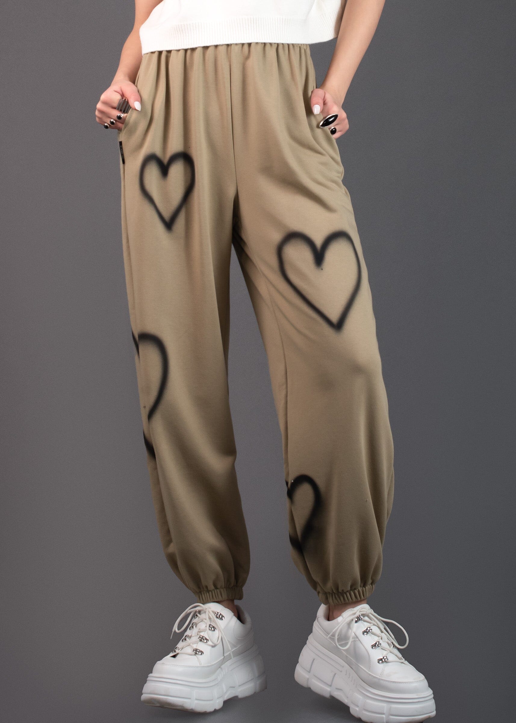 Graffiti Heart Sweatpants Pants Kate Hewko Olive One Size 