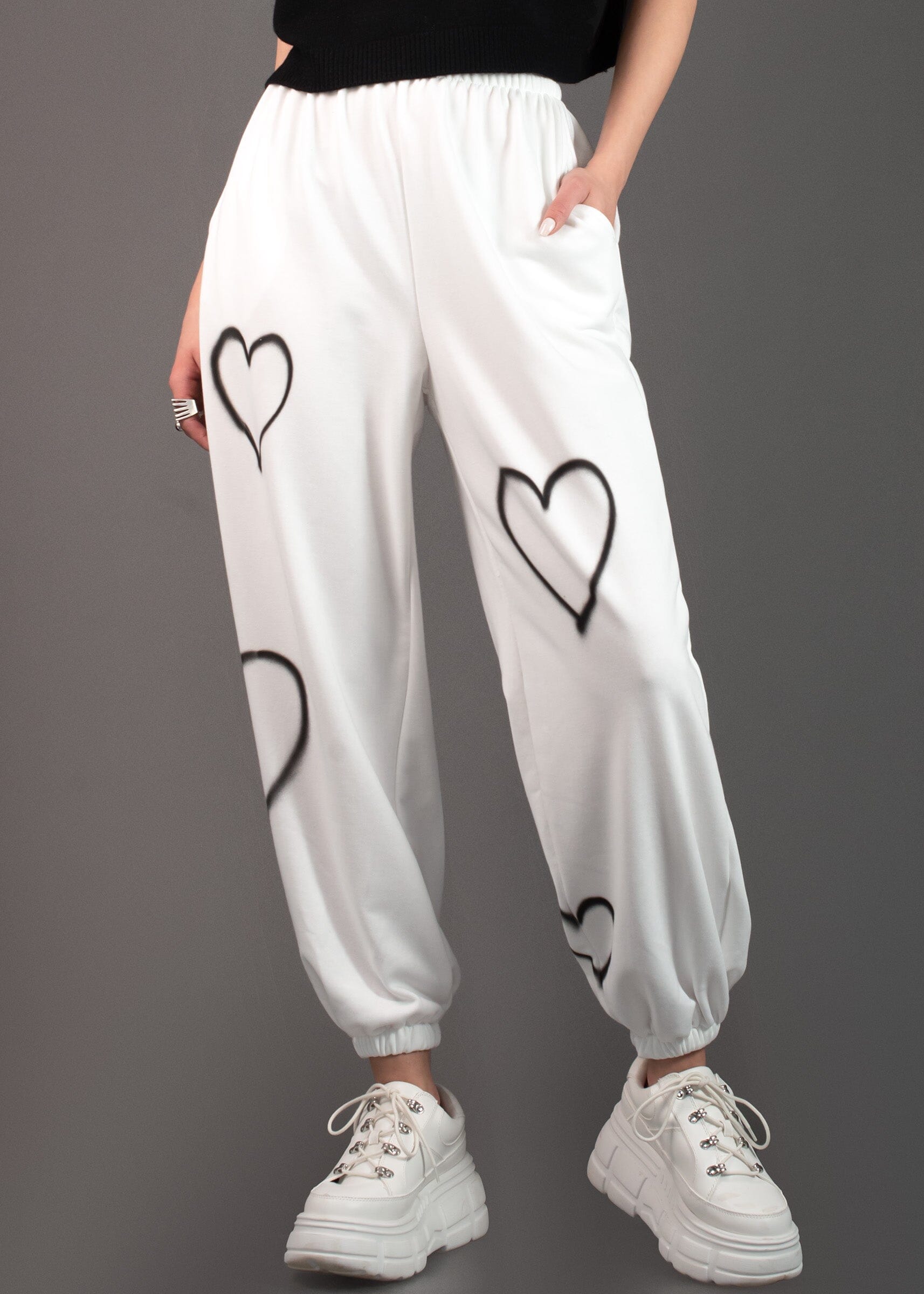 Graffiti Heart Sweatpants Pants Kate Hewko White One Size 