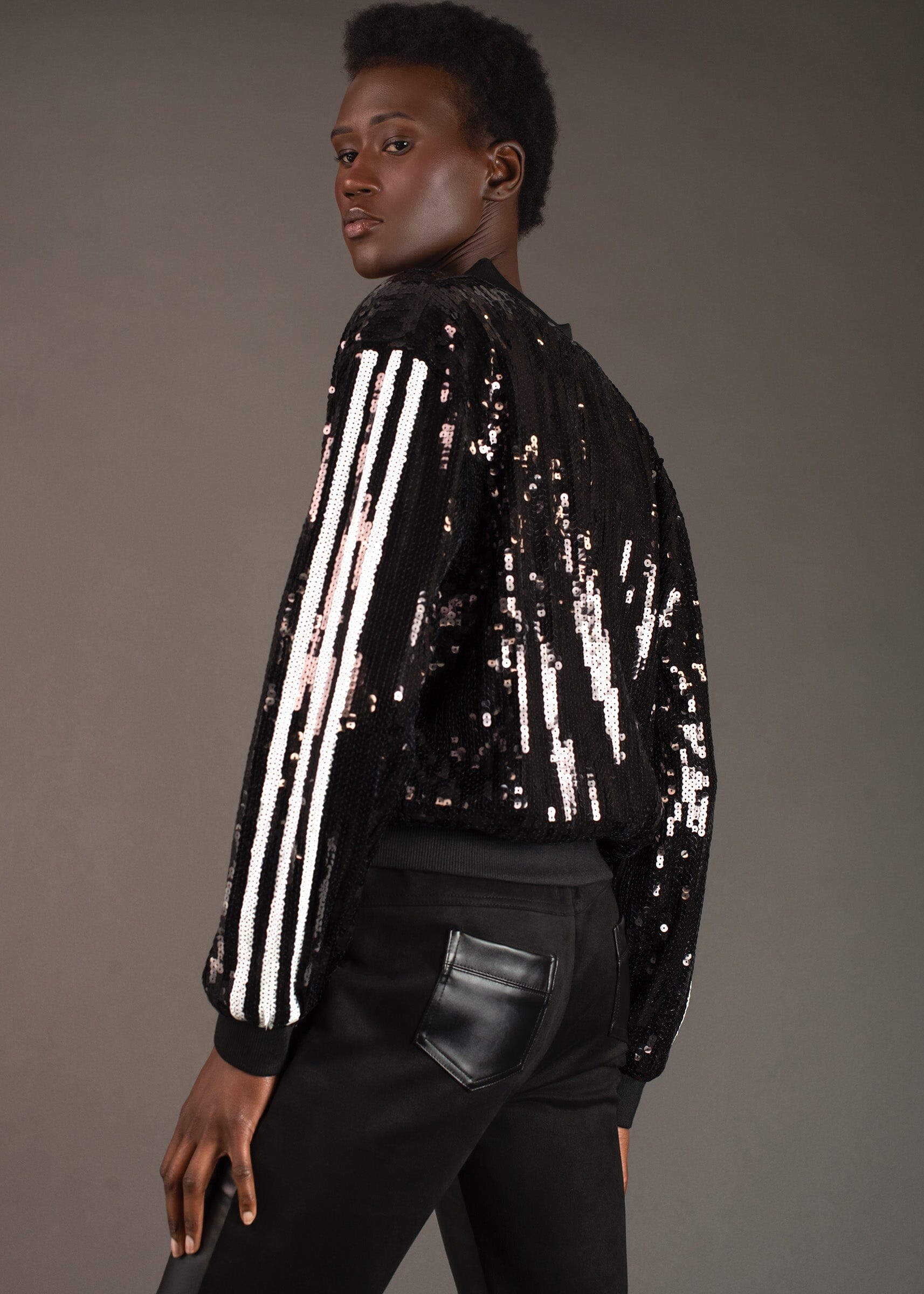 Graphic Sequin Bomber Outerwear Kate Hewko 
