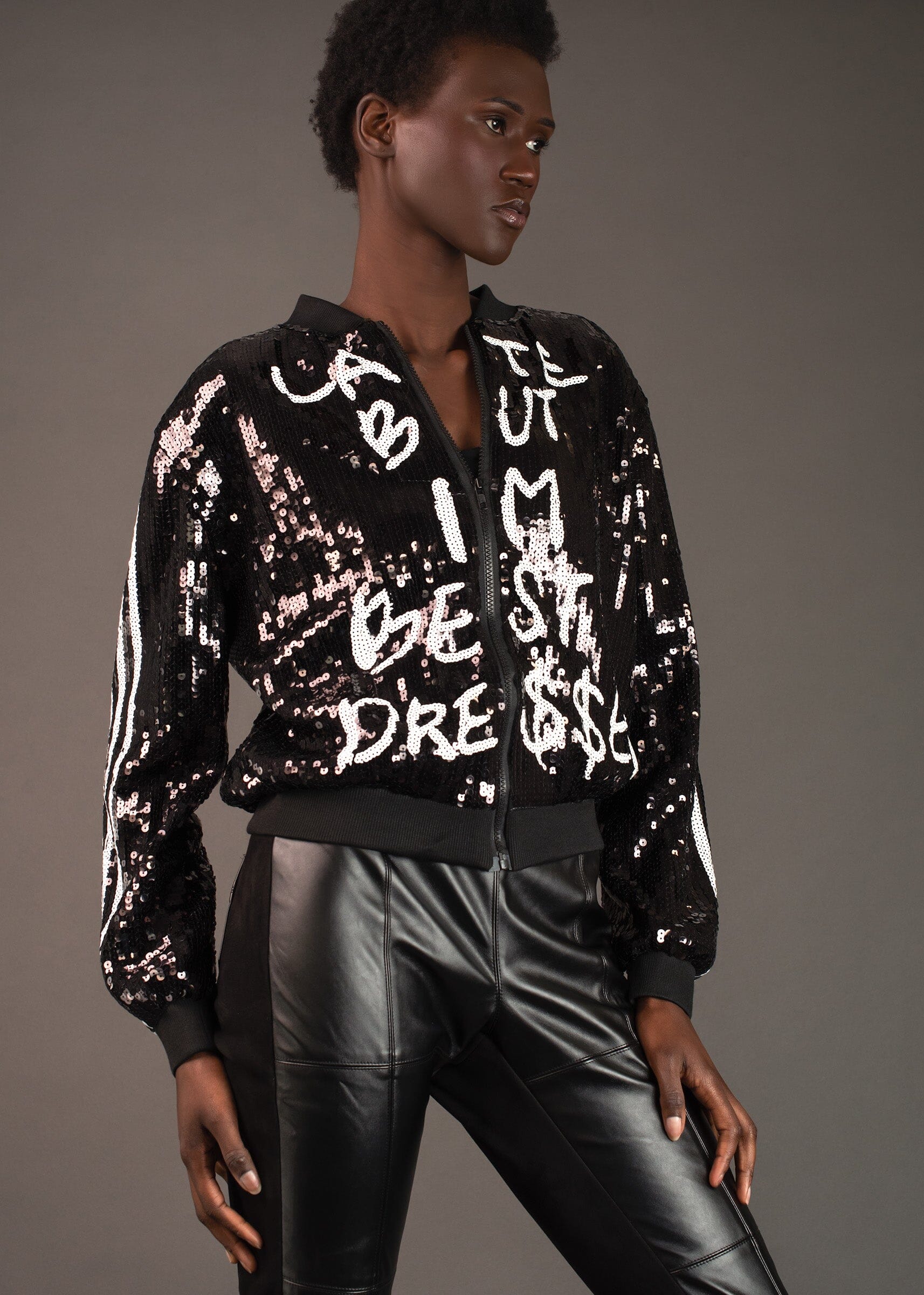Graphic Sequin Bomber Outerwear Kate Hewko 