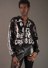 Graphic Sequin Bomber Outerwear Kate Hewko Black One Size 