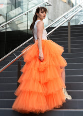 High Low Tiered Tulle Skirt Skirts Kate Hewko Orange S 