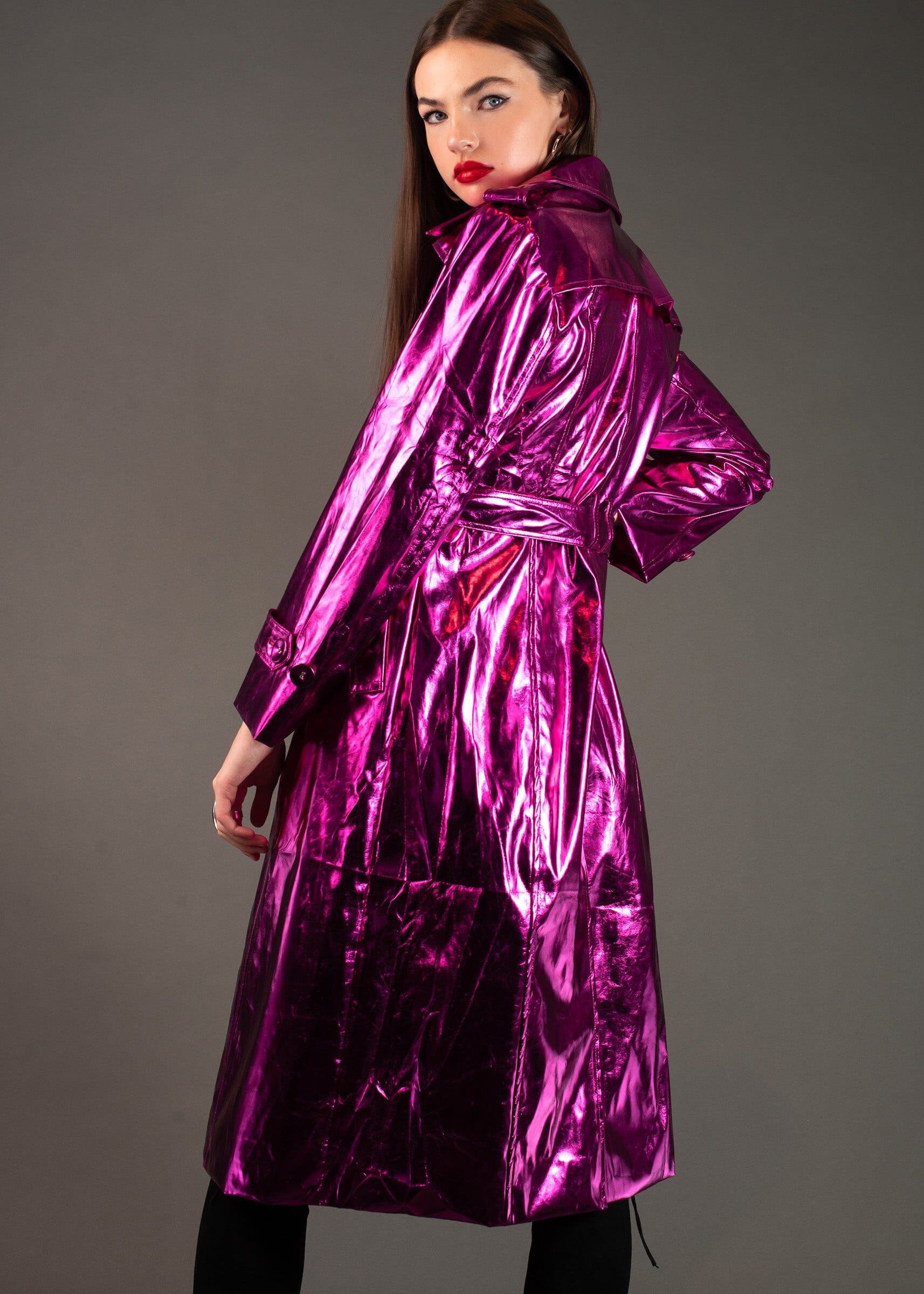 Hot Pink Metallic Trench Outerwear Kate Hewko 