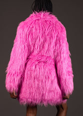 Hot Pink Mongolian Faux Fur Coat Outerwear Kate Hewko 