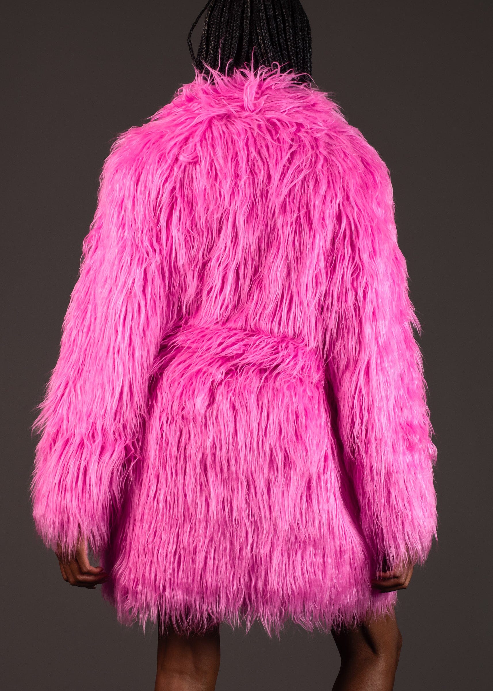 Hot Pink Mongolian Faux Fur Coat Hot Pink Mongolian Faux Fur Coat