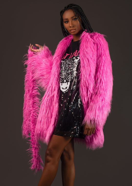 Hot Pink Mongolian Fur Coat Kate Hewko