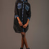 Lace + Denim Trim Long Shirt Layering Pieces Kate Hewko Black One Size 
